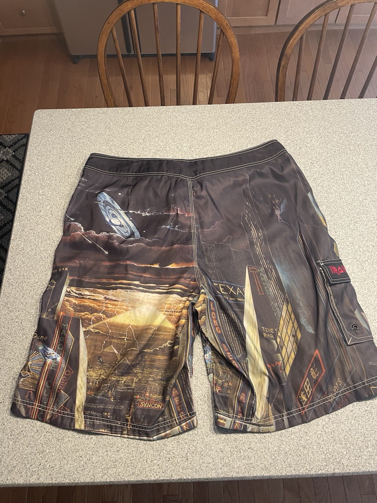VTG Dragonfly Iron Maiden Board Shorts Men’s 40 Somewhere In Time Swim Trunks
