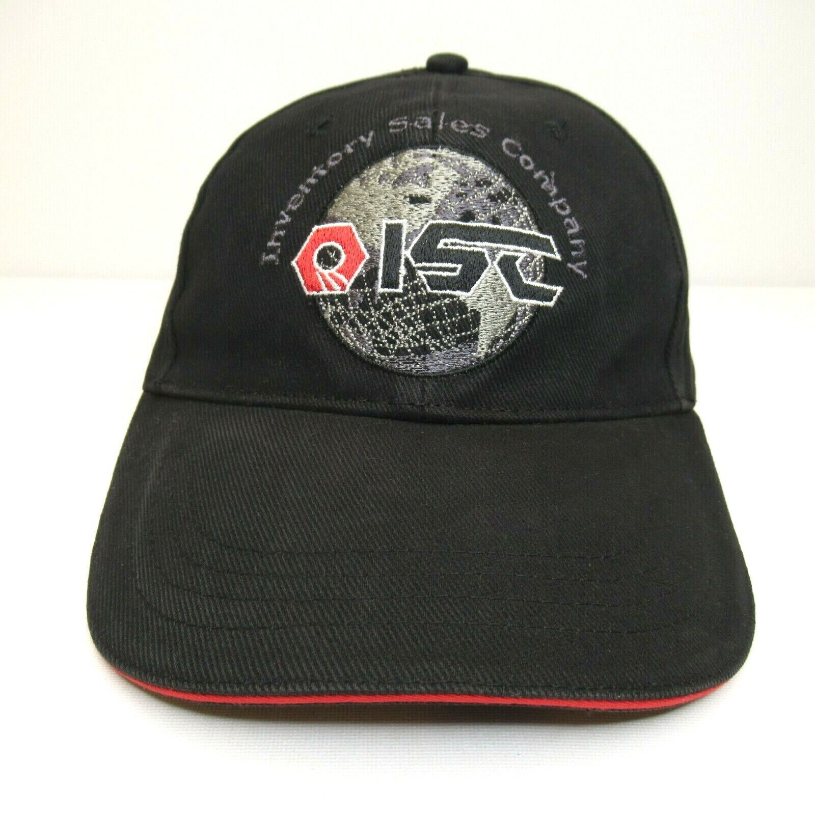 ISC Tools Parts Hat Black Red Vintage Cap Tool Font Globe Logo Adjustable