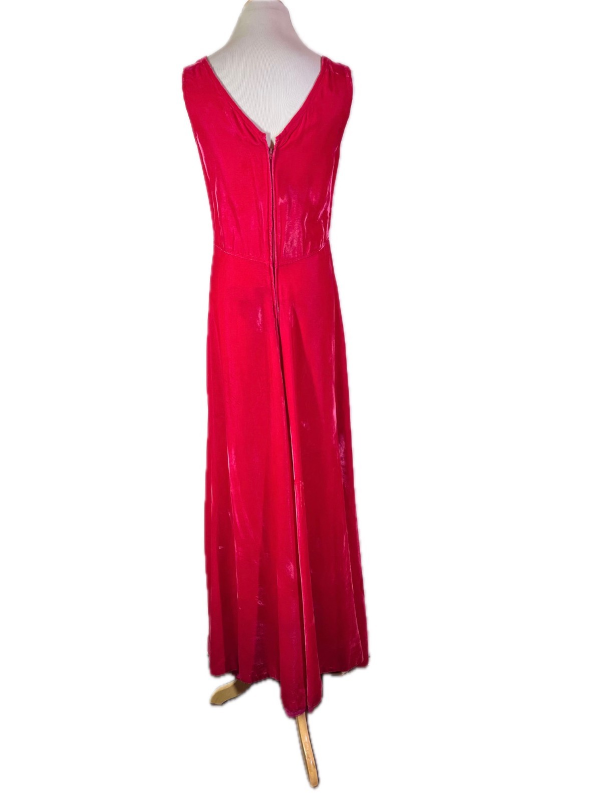 Vintage 1970s Homemade Maxi Dress Jacket Set Hot Pink Velvet Fits S