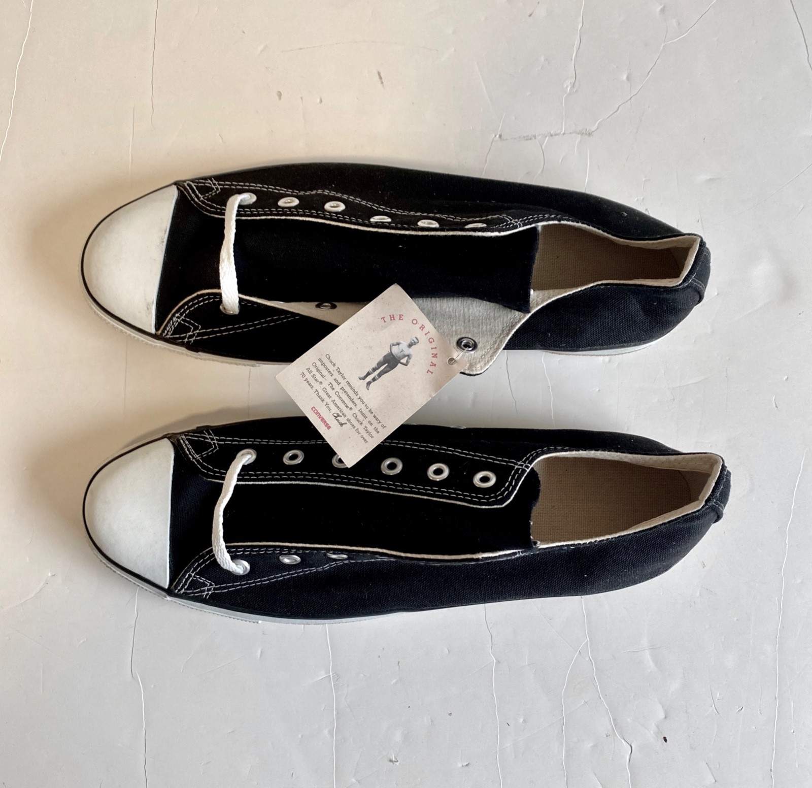 Vintage Anaconda Sports Shoes Black Canvas Low Cut Sneakers Converse NOS USA 15