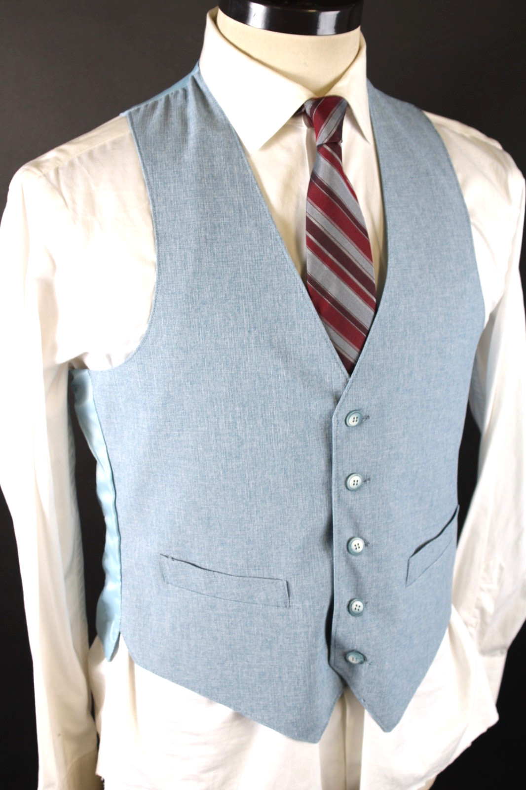Vintage 1970s 3 Piece Baby Blue Suit Mens Size 38 Reg