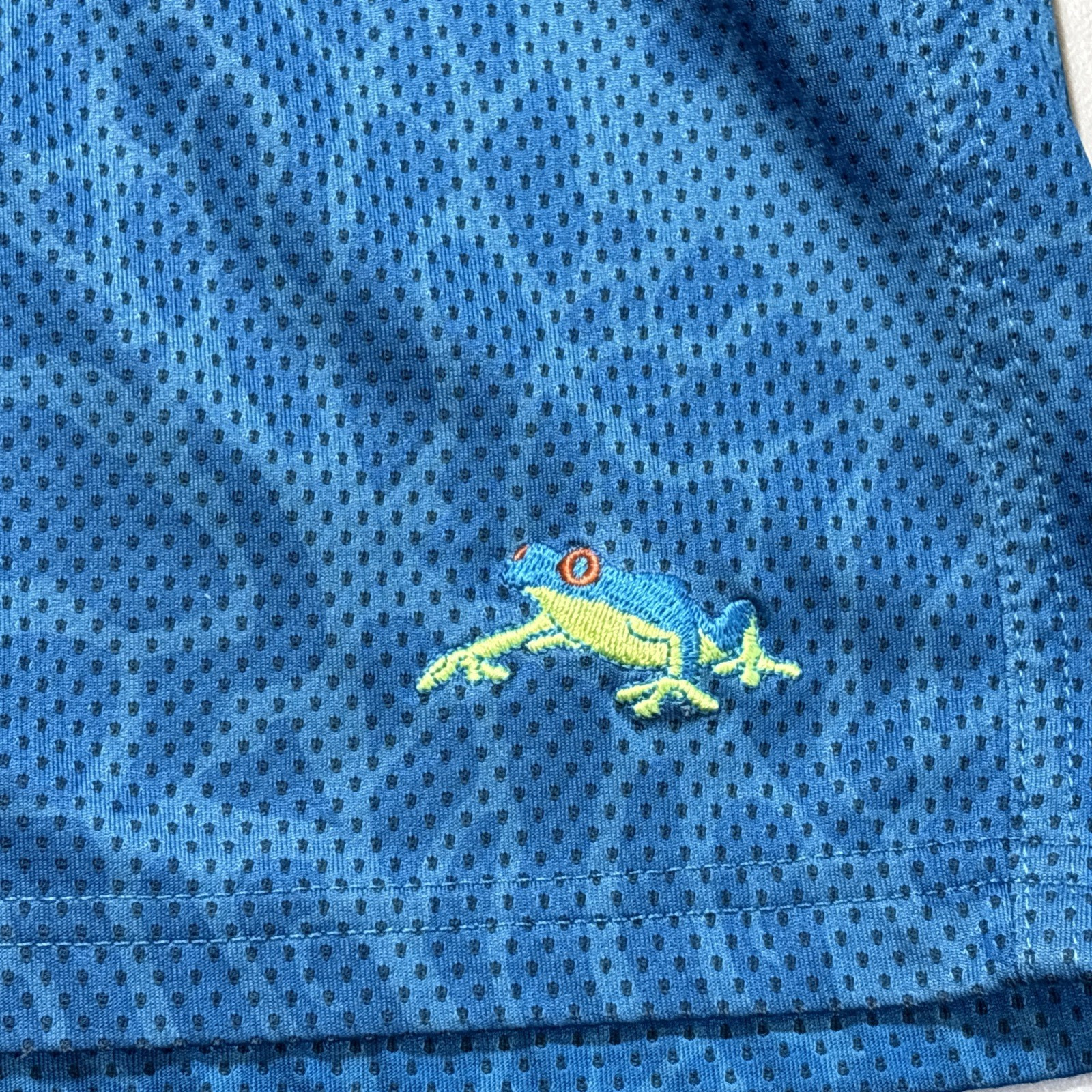 Y2K Oakley Blue “Frogskin” Athletic Frog Board Shorts M Surf Rare Logo Vintage