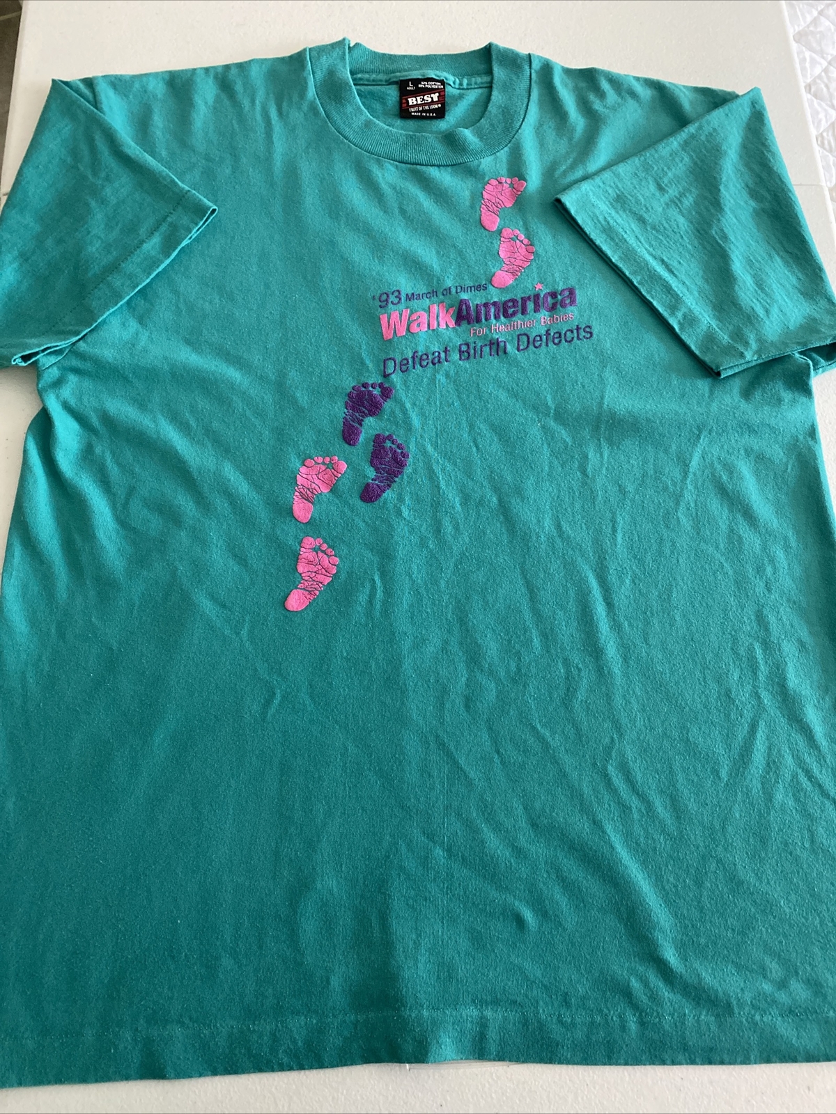 March of Dimes 1993 Tee size L. across chest 20 in. L 27 in. Vntg Unisex