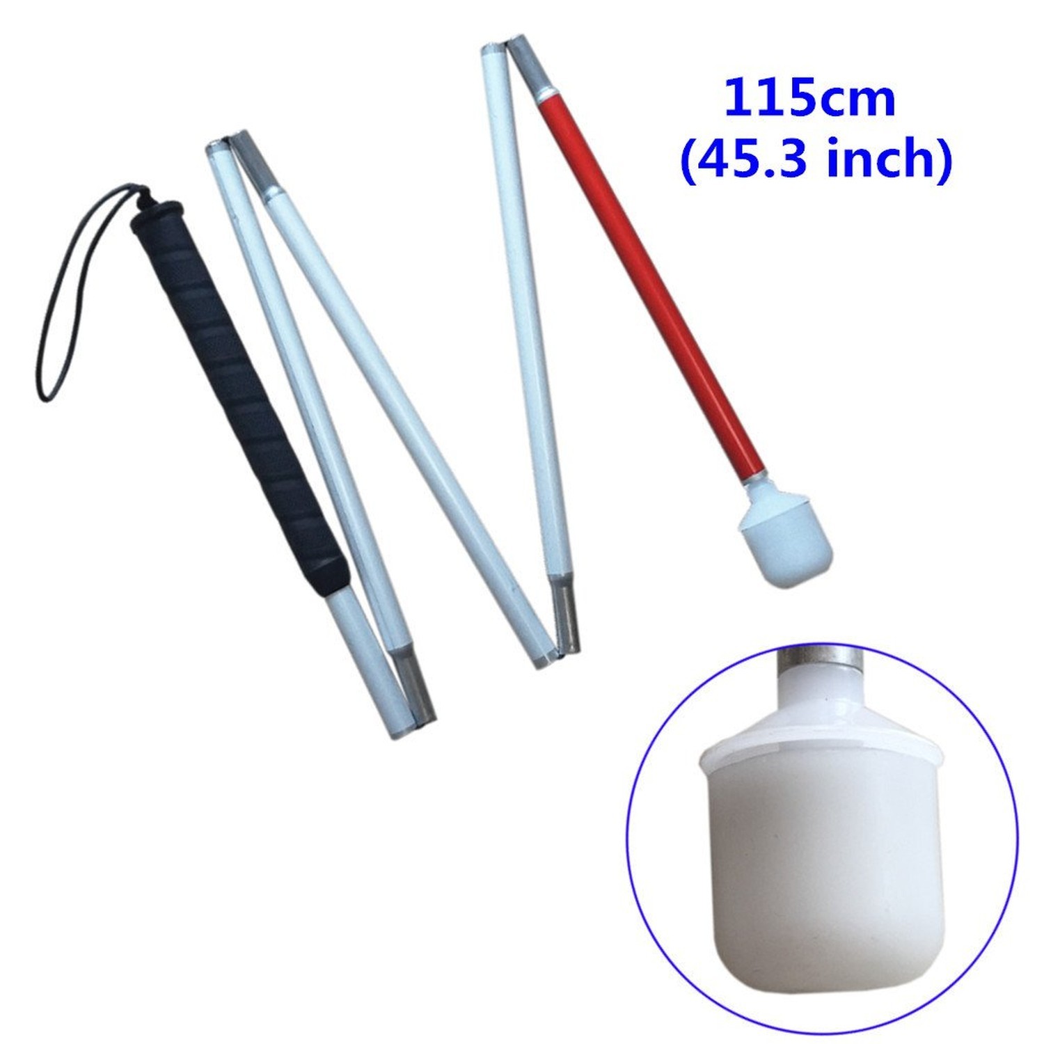 Aluminum Mobility Folding Cane for The Blind (Folds Down 5 Sections) (115cm (…
