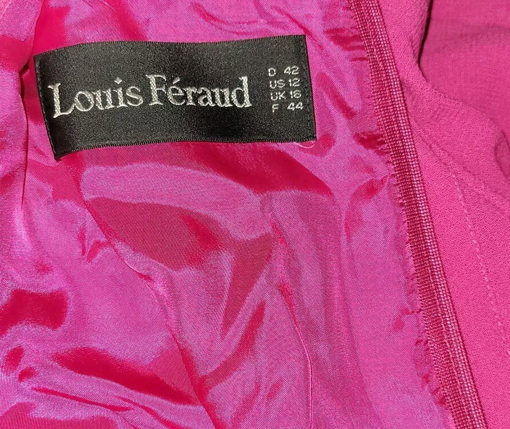 Vintage Louis Feraud 100% Wool Dress Size 12 Electric Pink Glamorous Grandma