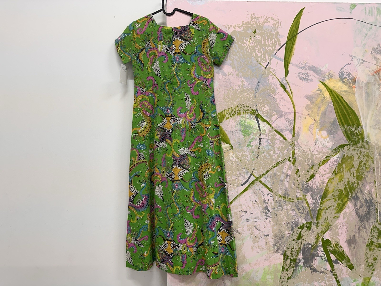 60s Vintage Psychedelic Print Disco Cotton Handmade Maxi Dress Women’s Size M L
