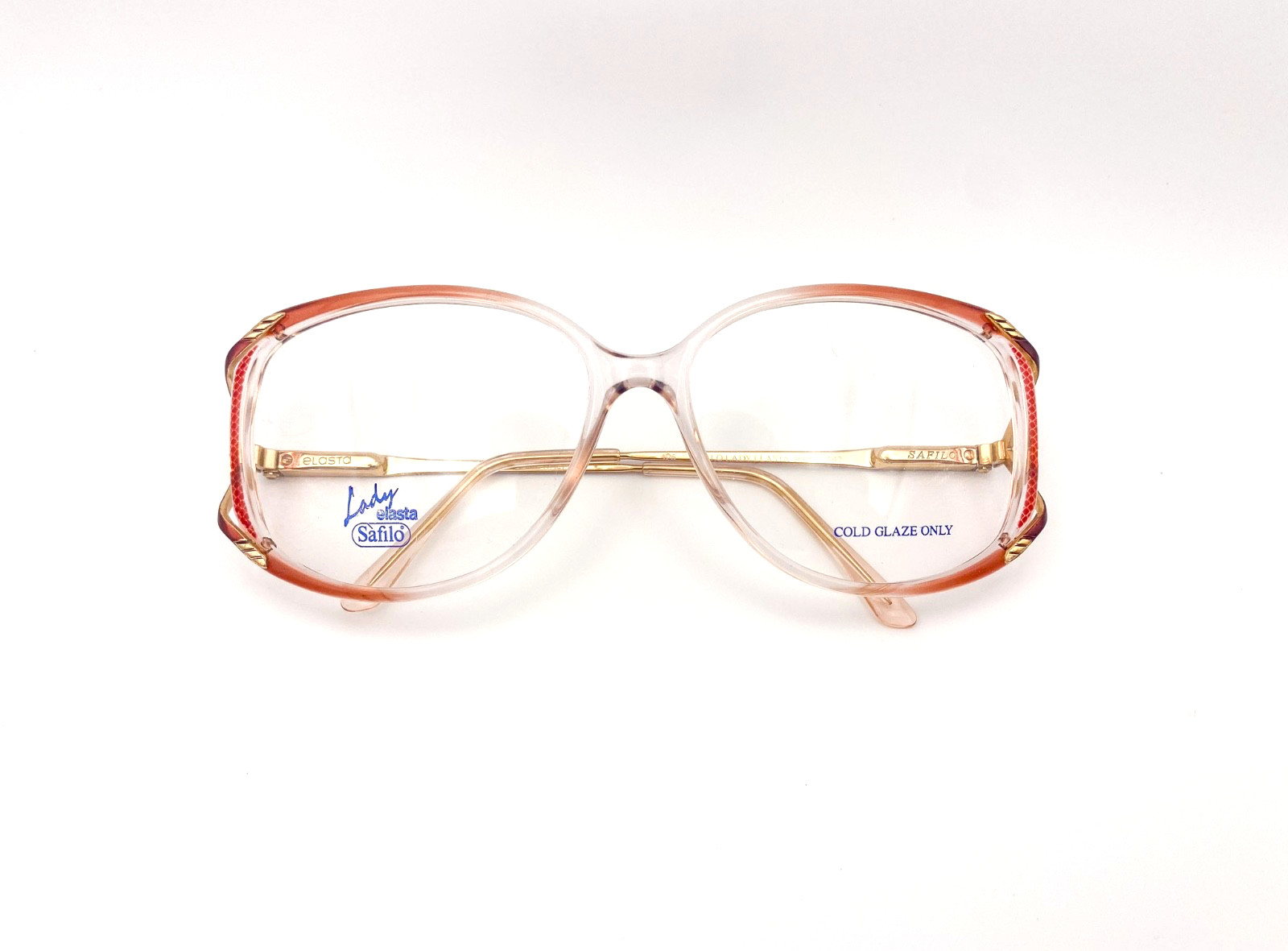 1980s Women’s Vintage Safilo Clear Red Oversized Eyeglasses – NOS Frames