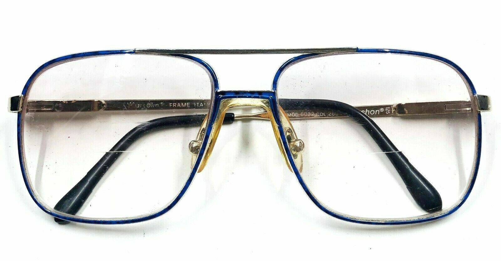 Marchon Aviator Eyeglass Frames Blue Enamel 52/15 Marcolin 125 mm #6032 Italy