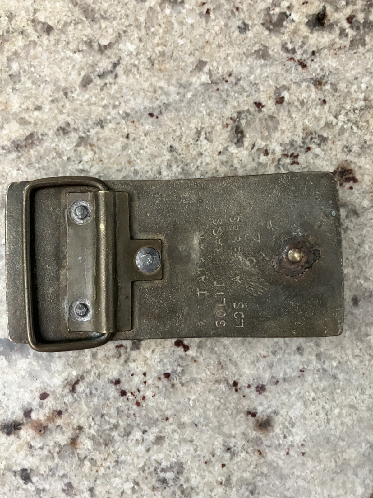 Vintage Solid Brass Belt Buckle 1970s SUPER VAN