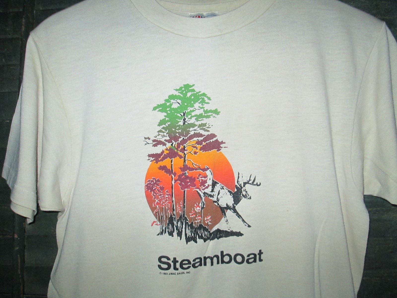 1982 Vtg 1980s Steamboat Springs Colorado Deer Sunset Fall Mountains ski t shirt
