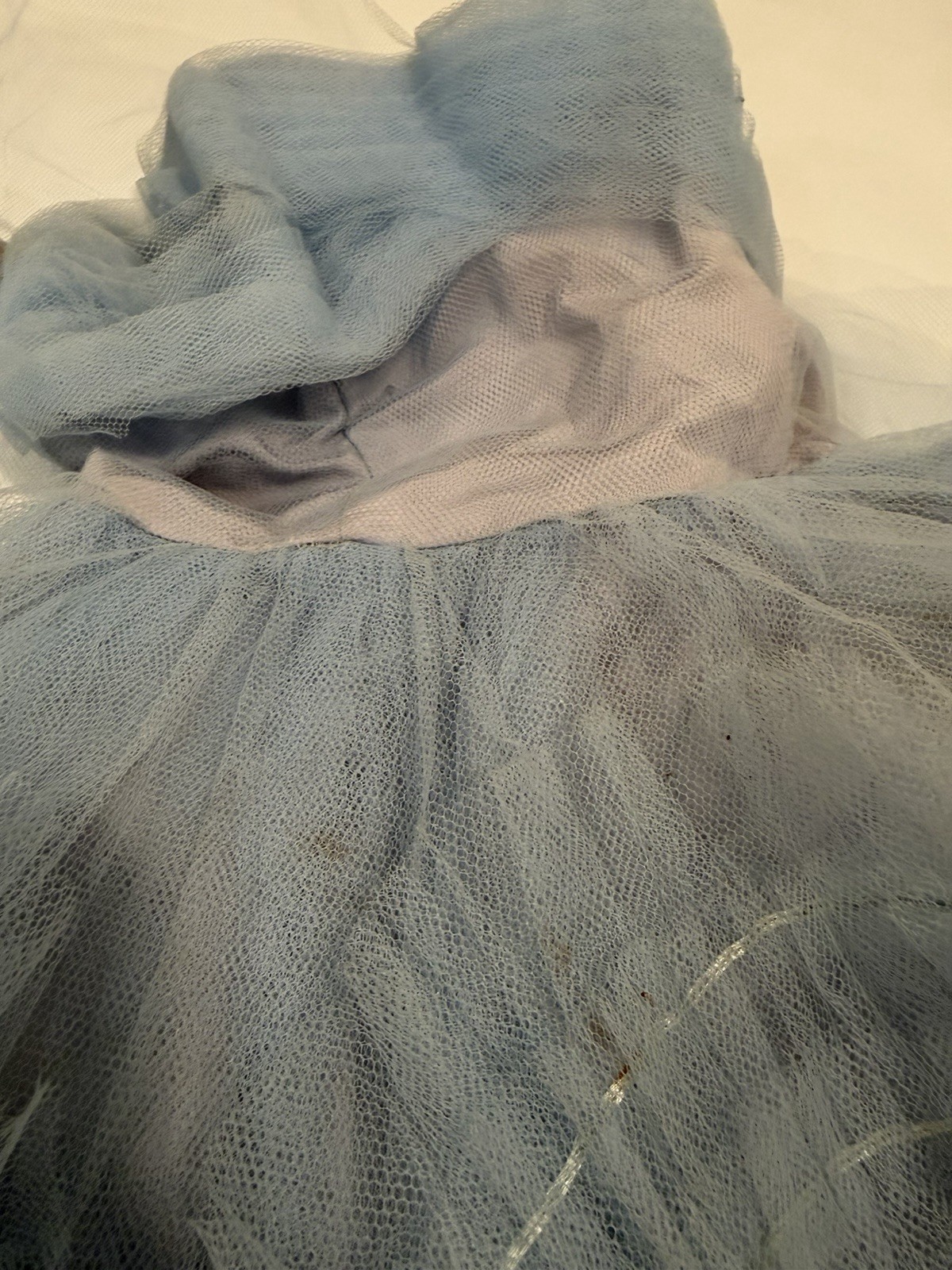 Vintage 50s Dress Gown Cupcake Formal Ruffle Tiered Tulle Prom Princess Blue
