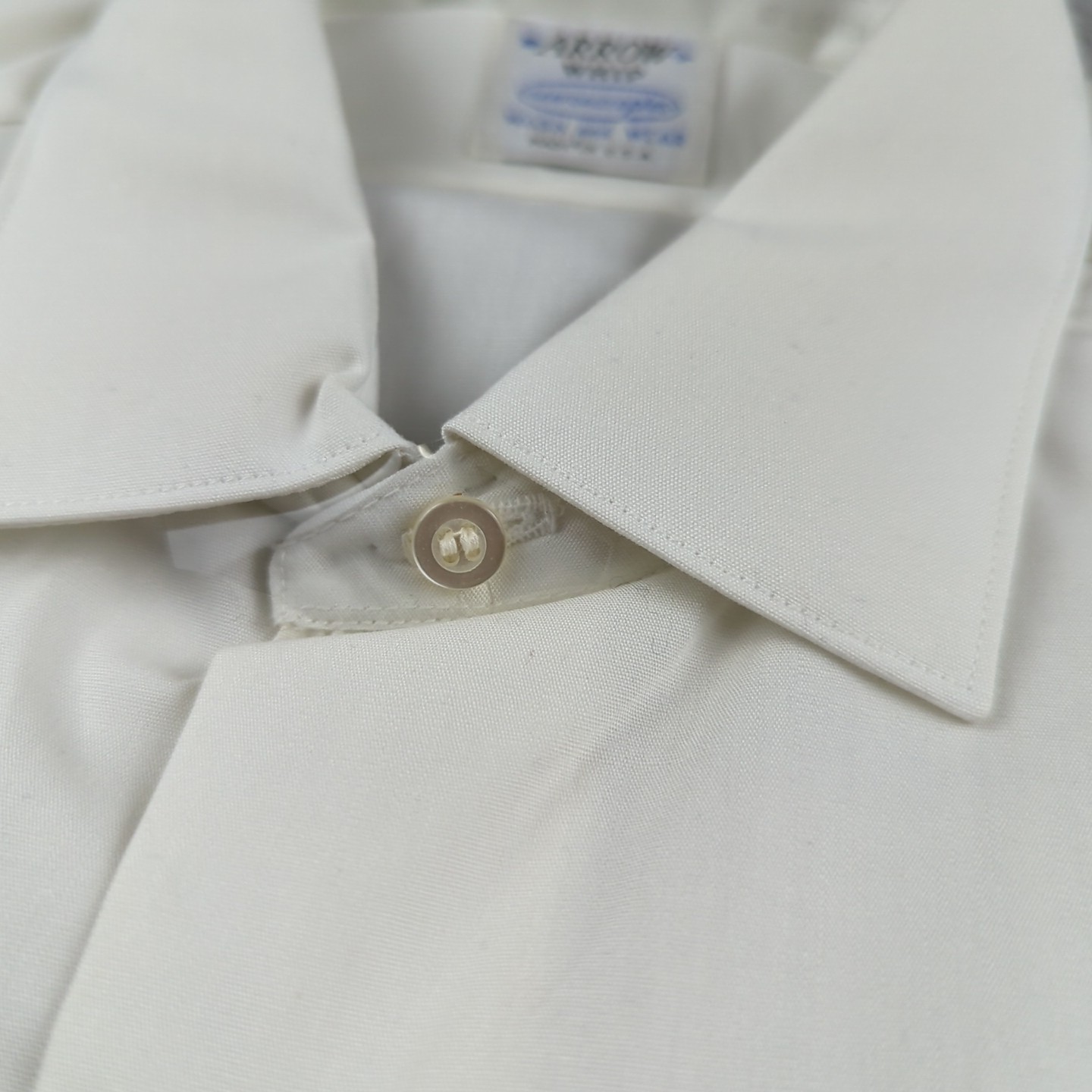 VINTAGE 60s Arrow Dress Shirt Size 15 Small Sanforized WHIP 100% Cotton