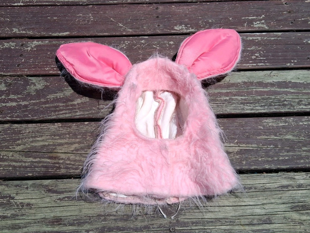 Vintage 1960s 1970s Pink Bunny Costume Hat Halloween Piglet