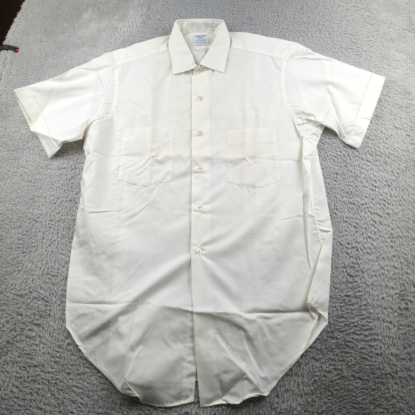 VINTAGE 60s Arrow Dress Shirt Size 15 Small Sanforized WHIP 100% Cotton