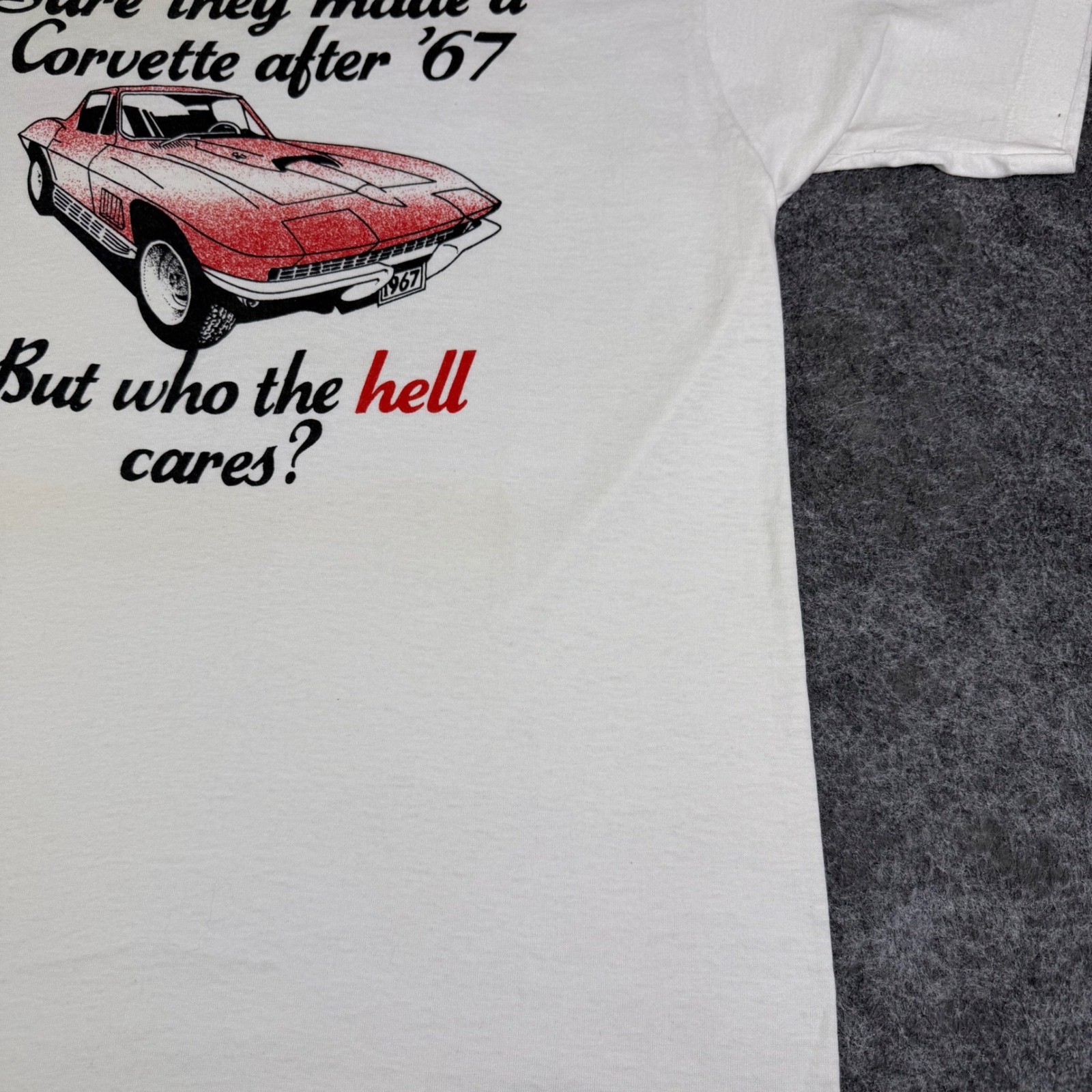 Vintage 80s Screen Stars Best 1967 Corvette T-Shirt White Large Single Stitch