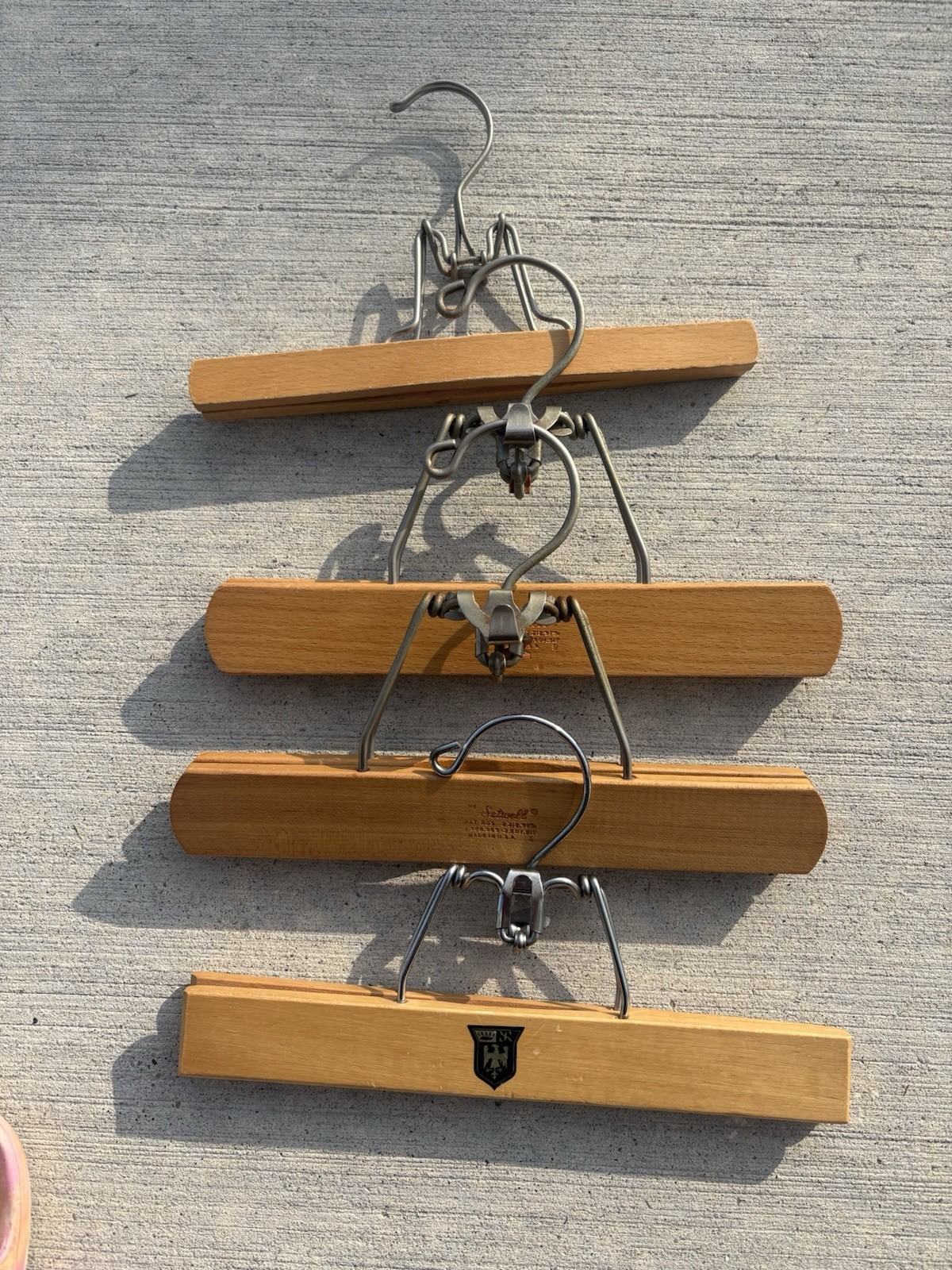 Lot Of 4 Misc Wooden Pant Hangers