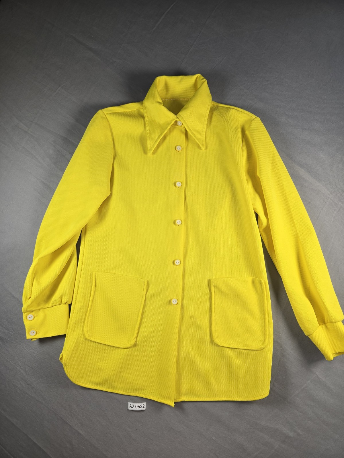 1970’s Woman’s Blazer Lemon Yellow Textured Vintage Look At That Collar!