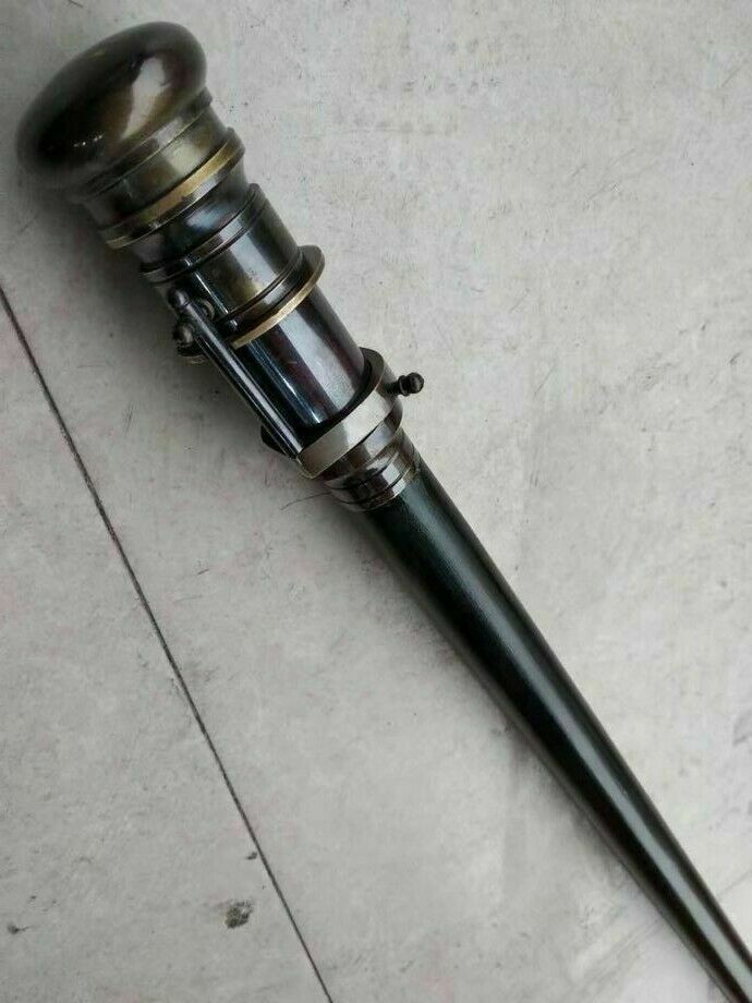 Victorian Brass Spy Hidden Handmade Vintage Telescope Walking Wooden Stick Cane