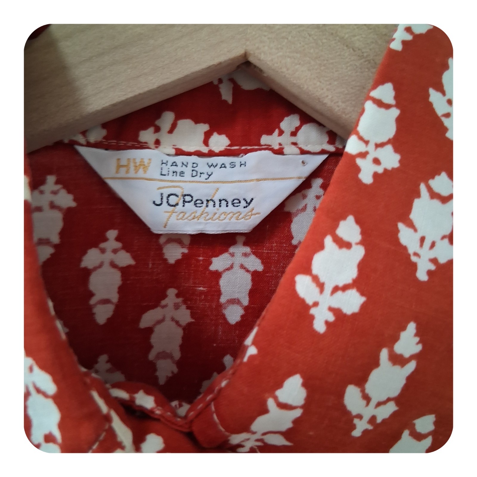 VTG 1950s JCPenney Copper Bronze Button Up Blouse Camp Collar Mid Century Mod