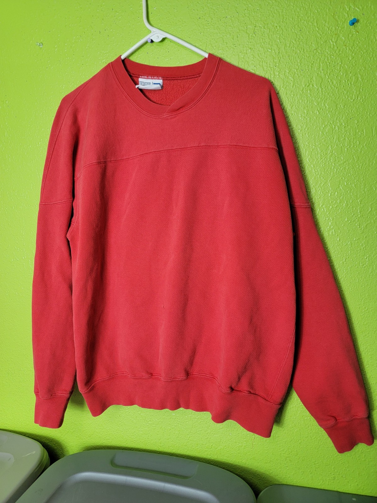 Vintage 1990s Russell Athletic Faded Red Blank Crewneck Large Made In USA Rare