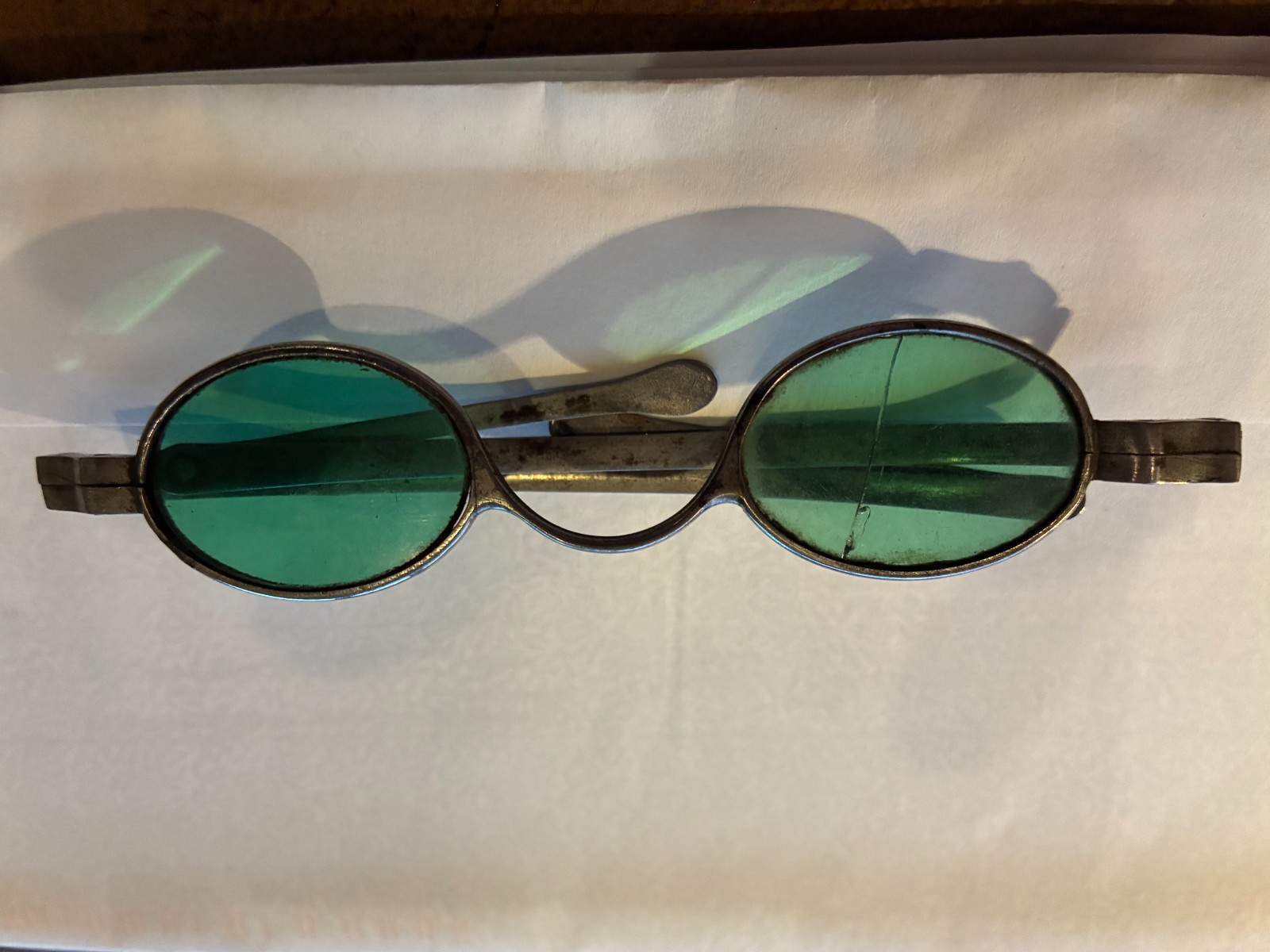 Antique Green Tinted Oval Spectacles w/ James J. Keegan Newark NJ Optician Case