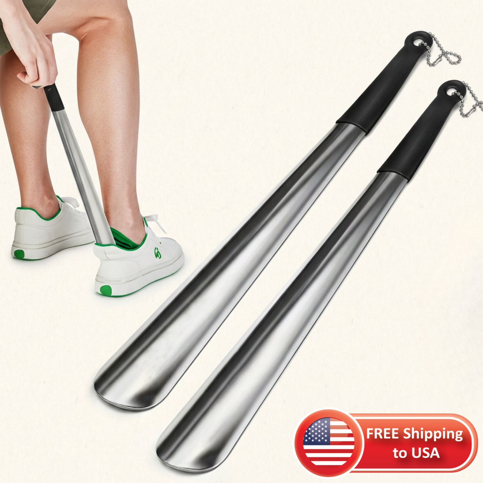 Long Handle Shoe Horn Stainless Steel Metal Shoe Helper Shoes Remover Shoehorn