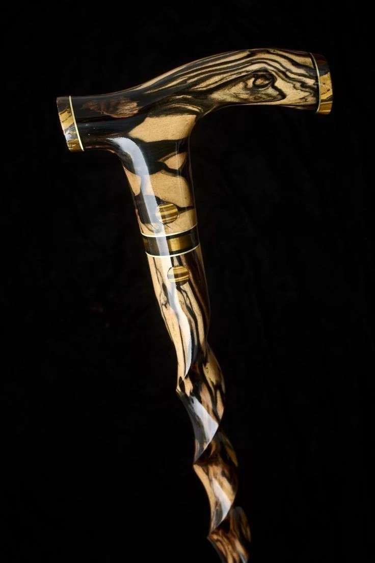 Wooden walking stick hand carved beautiful handmade wooden walking cane