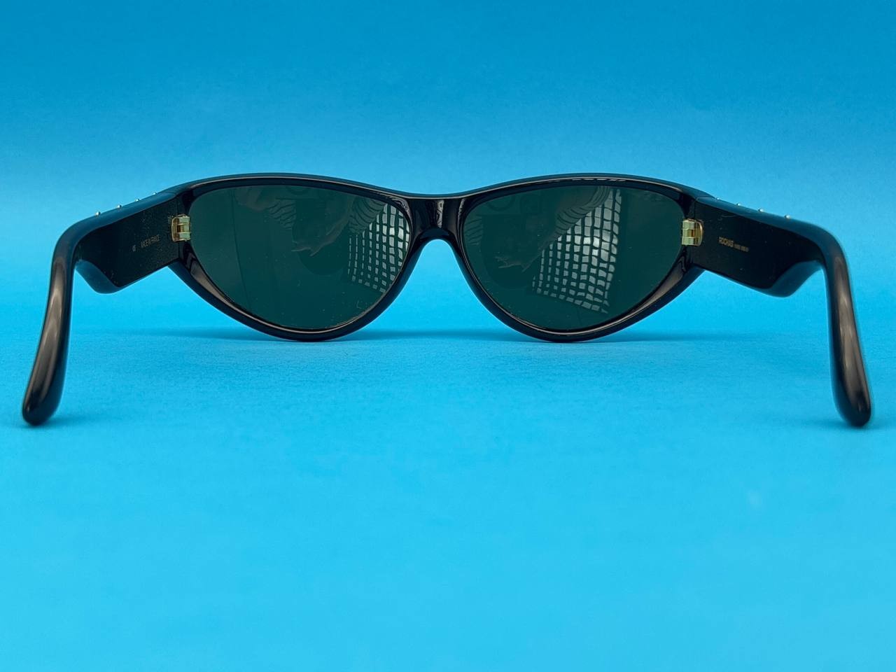 Vintage Rochas Paris 9005 01 Cat Eye Sunglasses Black Gold France Rare Chic