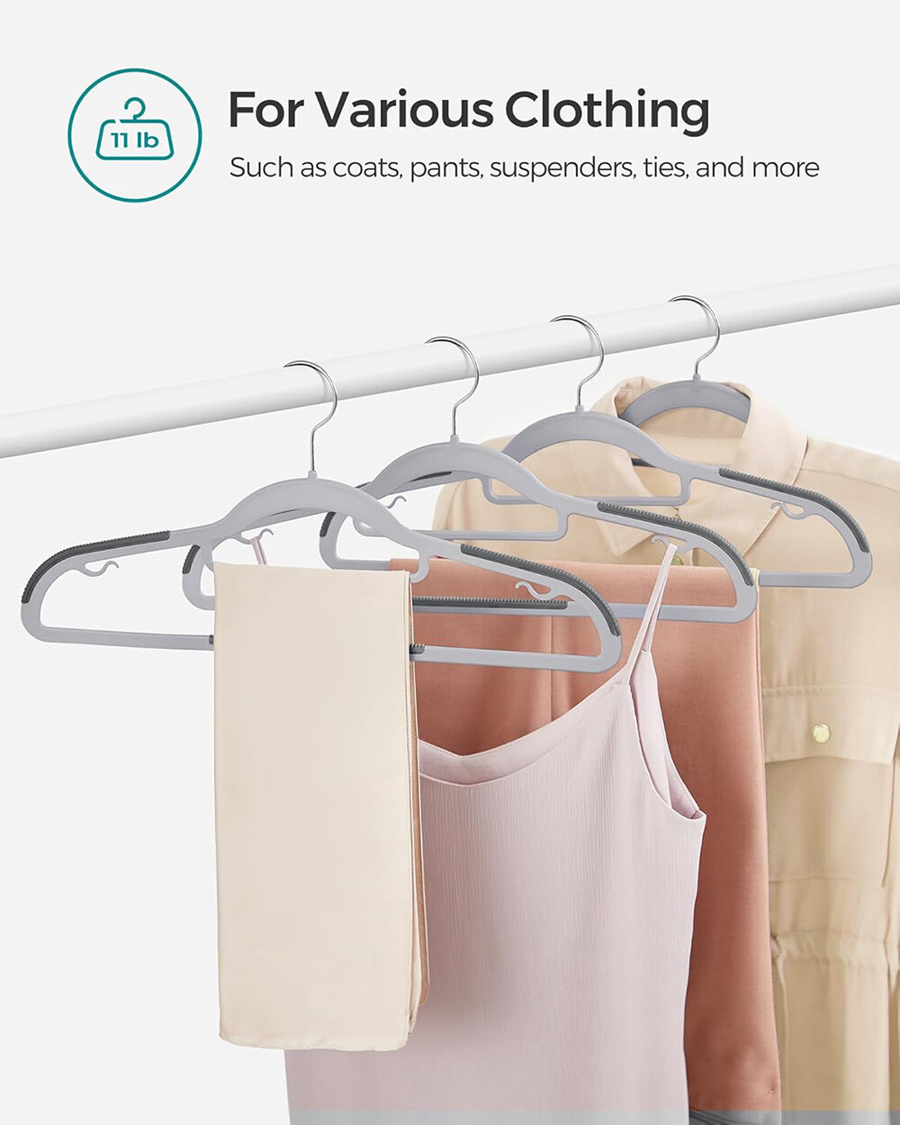 60Pack Plastic Hangers Non Slip for Clothes Coat Heavy Duty 360° Swivel Hook