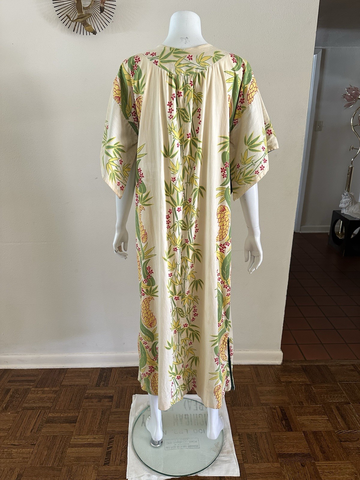50s Nani of Hawaii Honolulu Pake Muu Dress Tropical Bamboo Tiki Resort Luau VTG