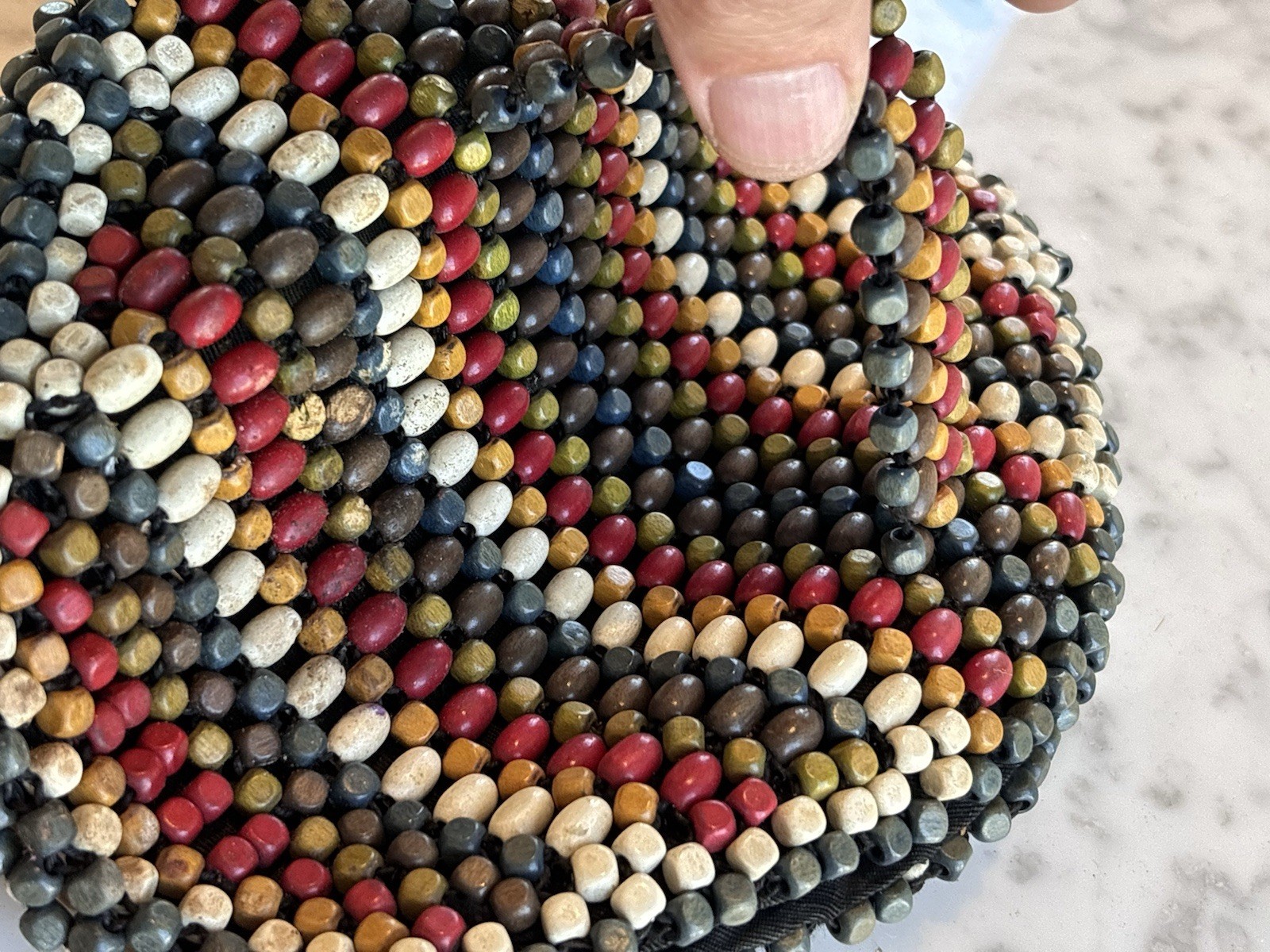 Vintage Schowanek Wood Bead Clutch Handbag Made in Czechoslovakia, Gifts for Her