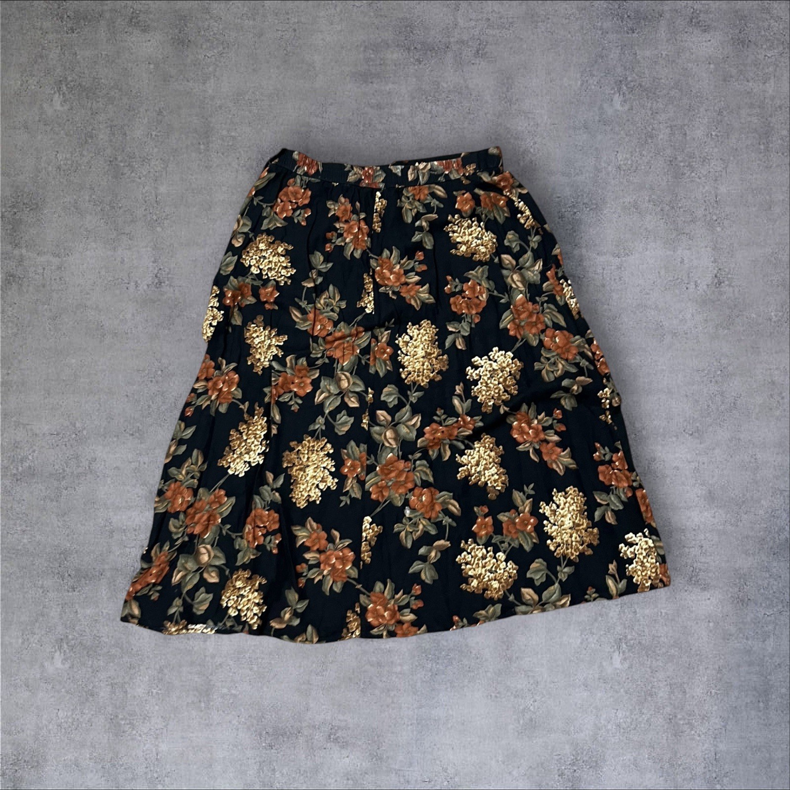 Vintage 2000s y2k Orange and Black Floral Designs Lane Bryant Maxi Skirt