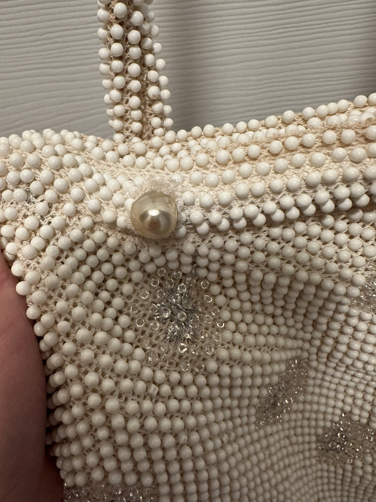 1950’s Bead Vintage Beaded Purse Embroidered Flowers