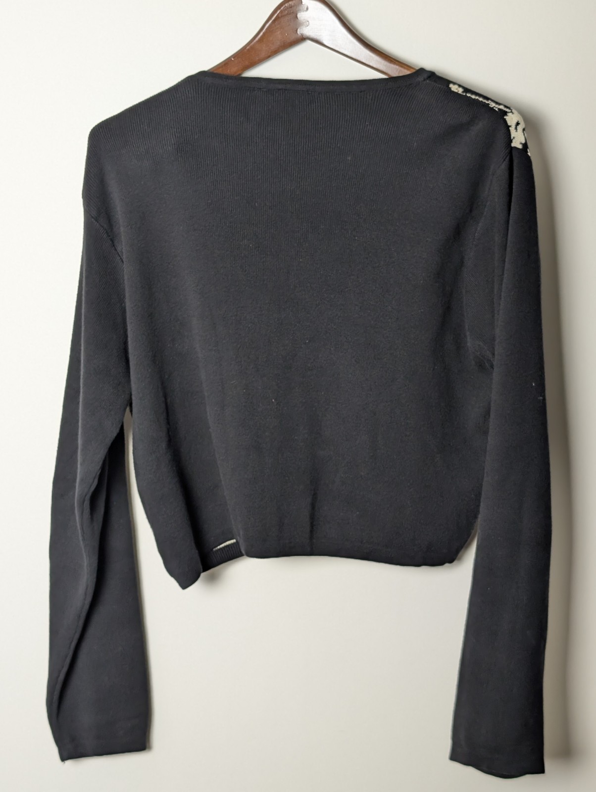 Vintage GAP Floral Cardigan Sweater Black White 100% Cotton Made in Australia L