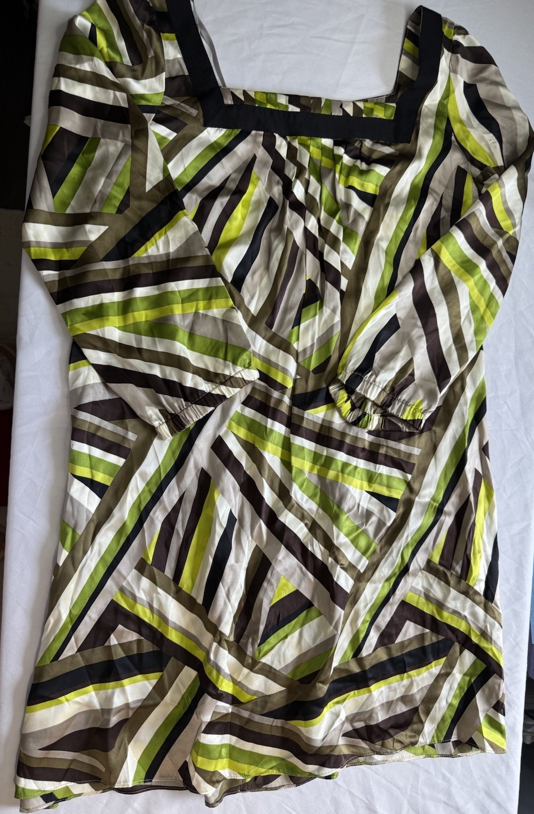 Vintage Oleg Cassini Silk Shift Dress Size 6 Abstract Geometric 80s 90s Designer