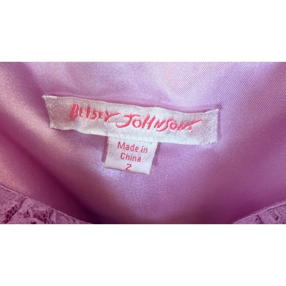 Betsey Johnson Lavender Pink Silk Babydoll Dress Sz 2 Lace Mini Y2K Coquette