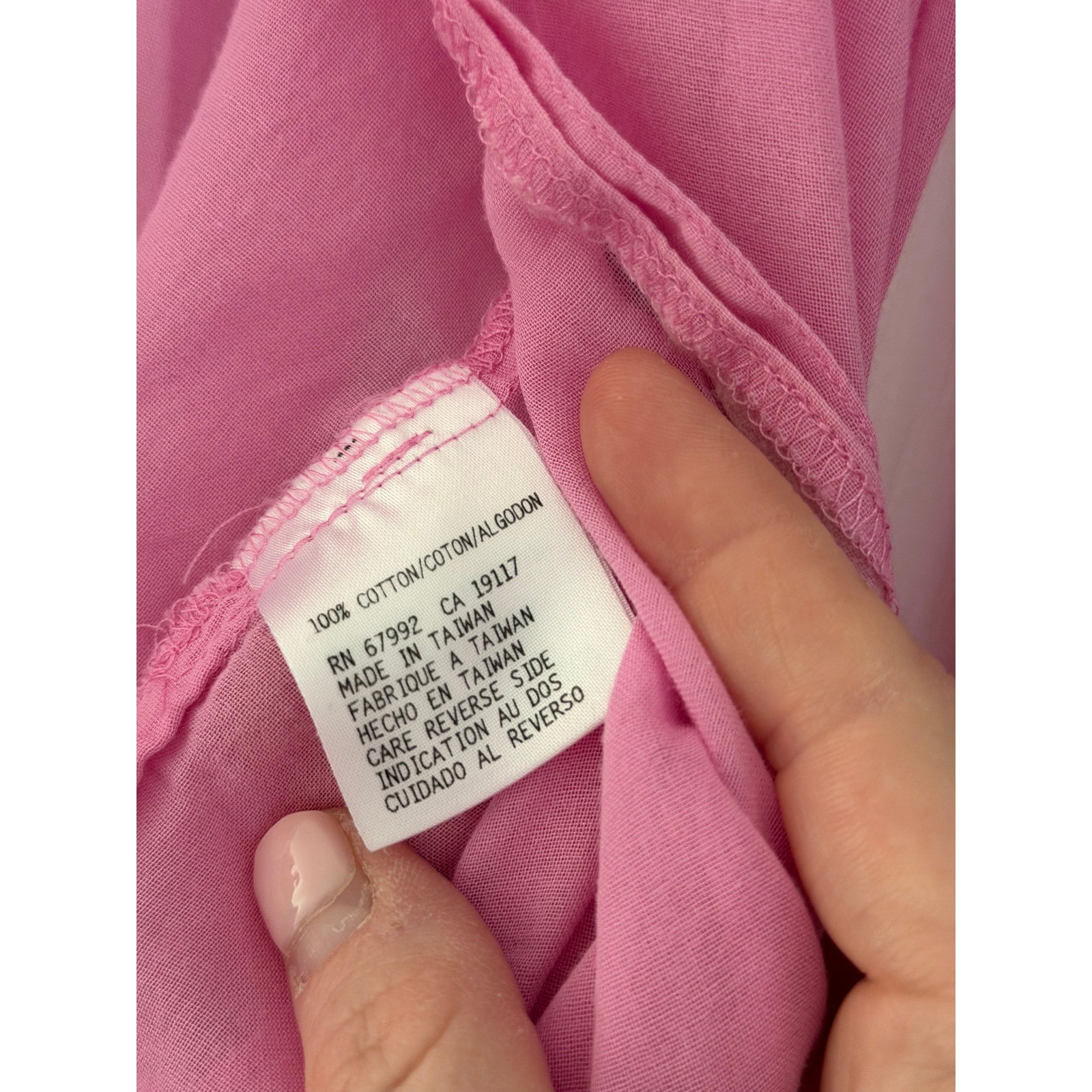 Vintage Womens Sheer Cotton Petal Pink Button Down Shirt Cottage Preppy Light