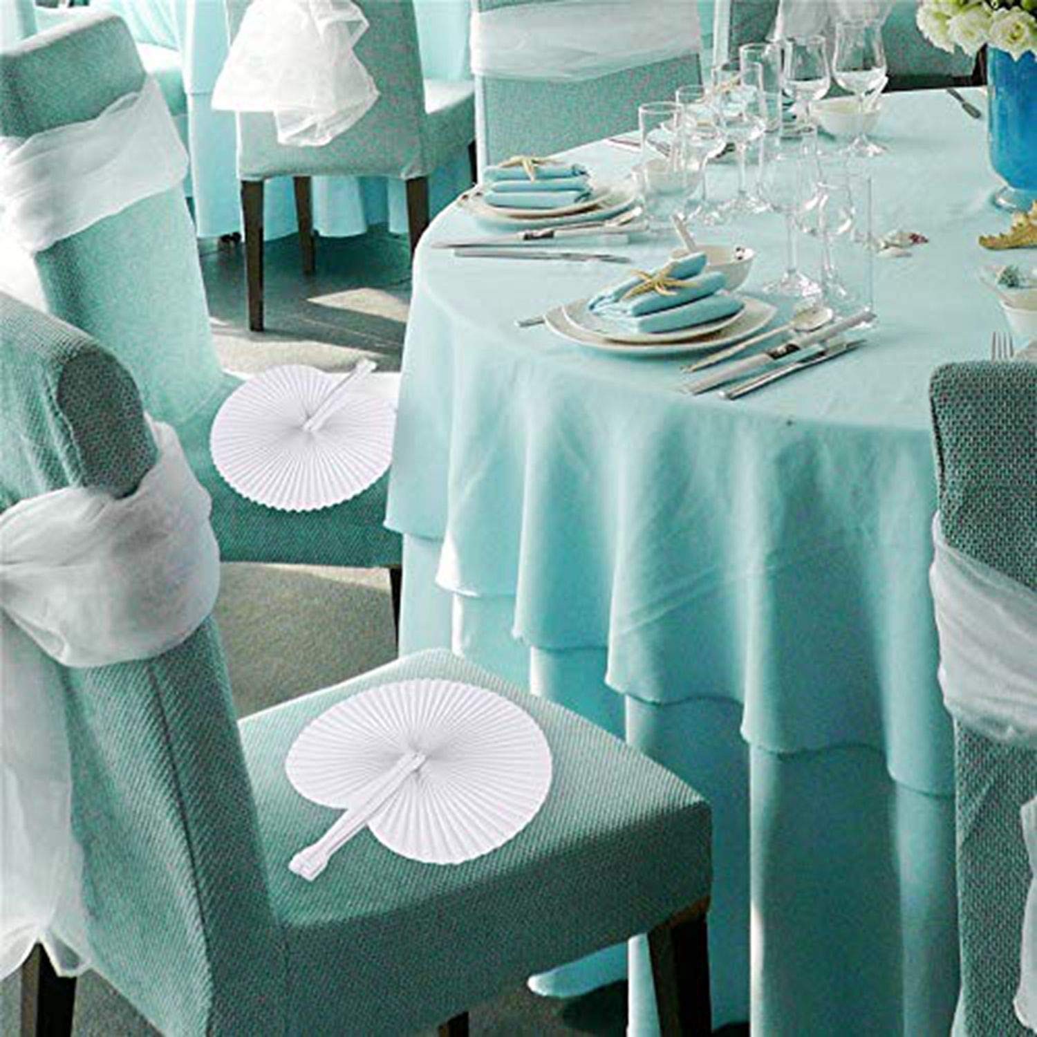 12 Pcs White Paper Fans,Foldable Handheld Fans Women,Round Wedding Decorative