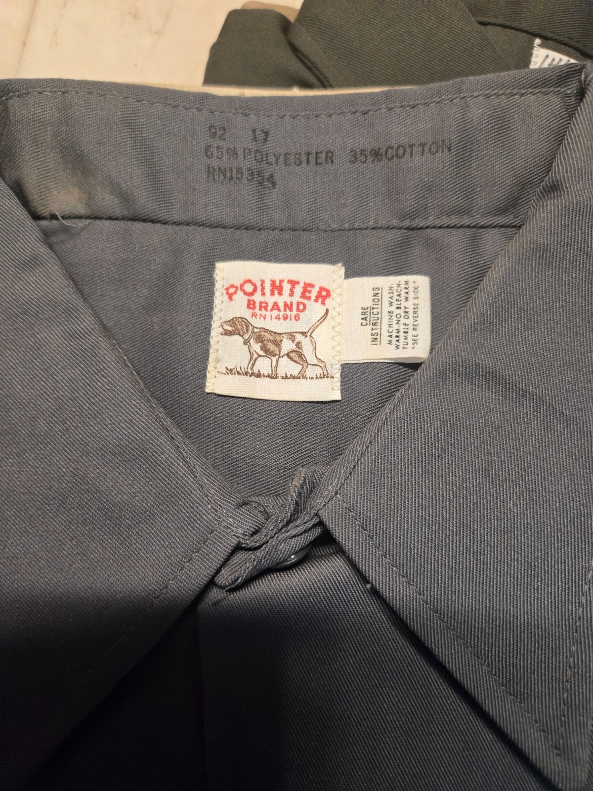 Pointer Brand 1950s Deadstock Workwear/14 1/2 Med/ Olive, Dark Green/Vintage