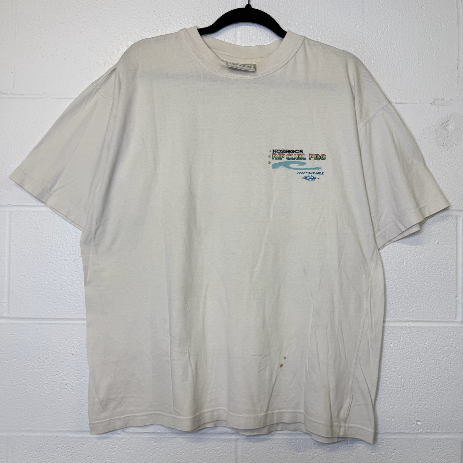 Vintage 90s Rip Curl Pro Surf Competition France Tee Shirt Sz M White Waves