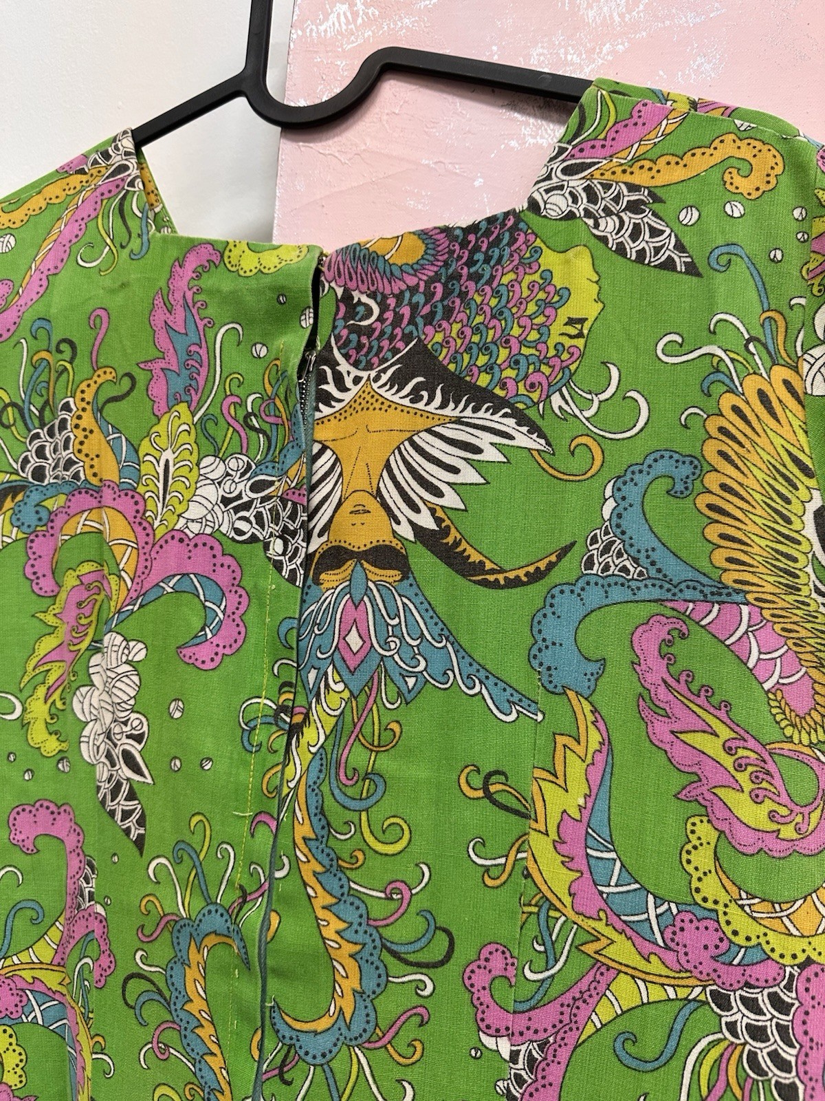 60s Vintage Psychedelic Print Disco Cotton Handmade Maxi Dress Women’s Size M L