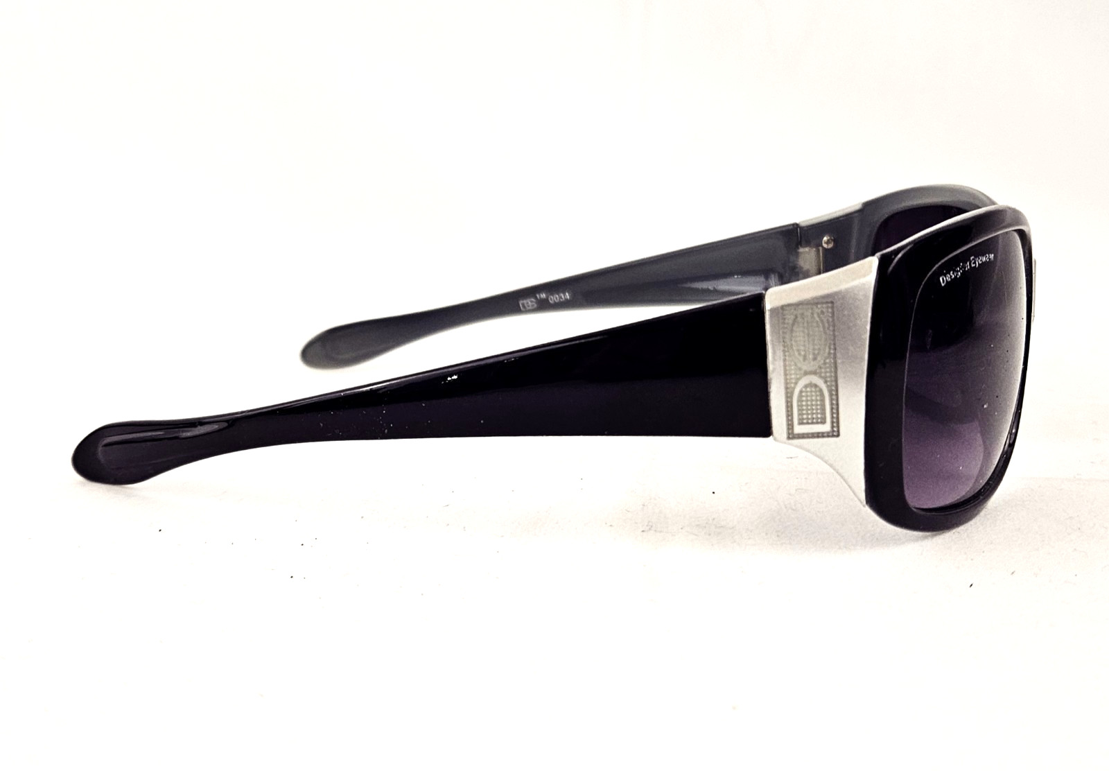 Designer Eyewear DE 0034 Sunglasses Adult Unisex Black Wrap Around Sun Glasses