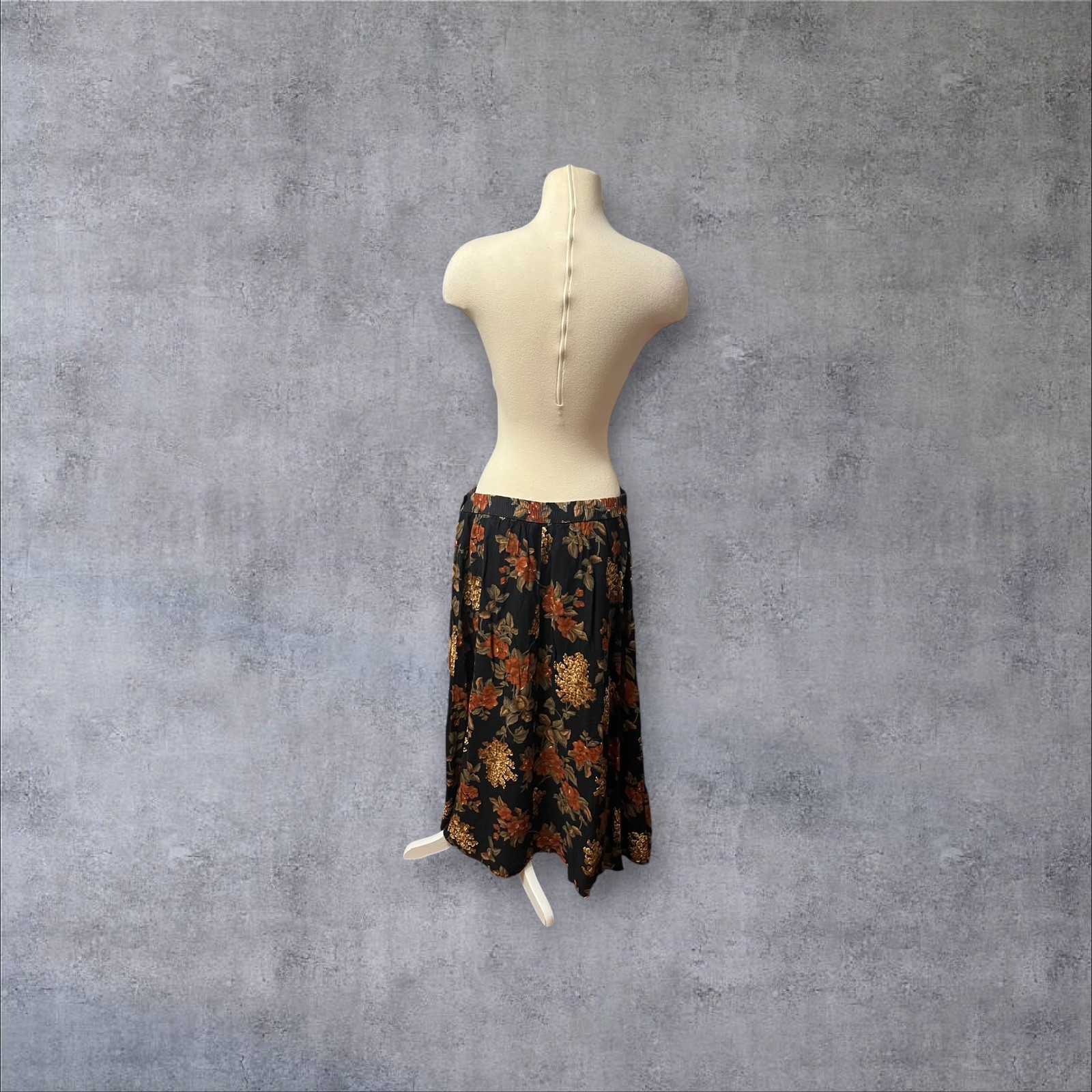 Vintage 2000s y2k Orange and Black Floral Designs Lane Bryant Maxi Skirt