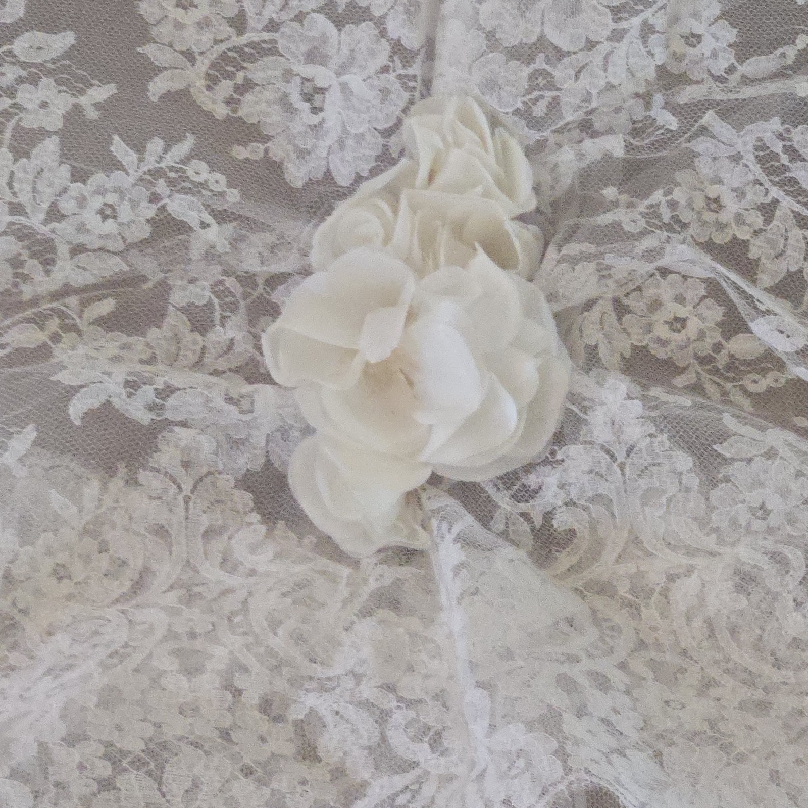 Vtg 1950s Lace Wedding Skirt With Train, Flower & Bow Detail, XS/2