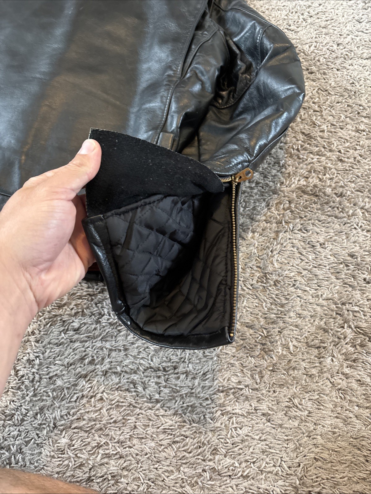 Vintage 1950s Black Leather Golden Bear Motorcycle Jacket Talon Zippers Large L