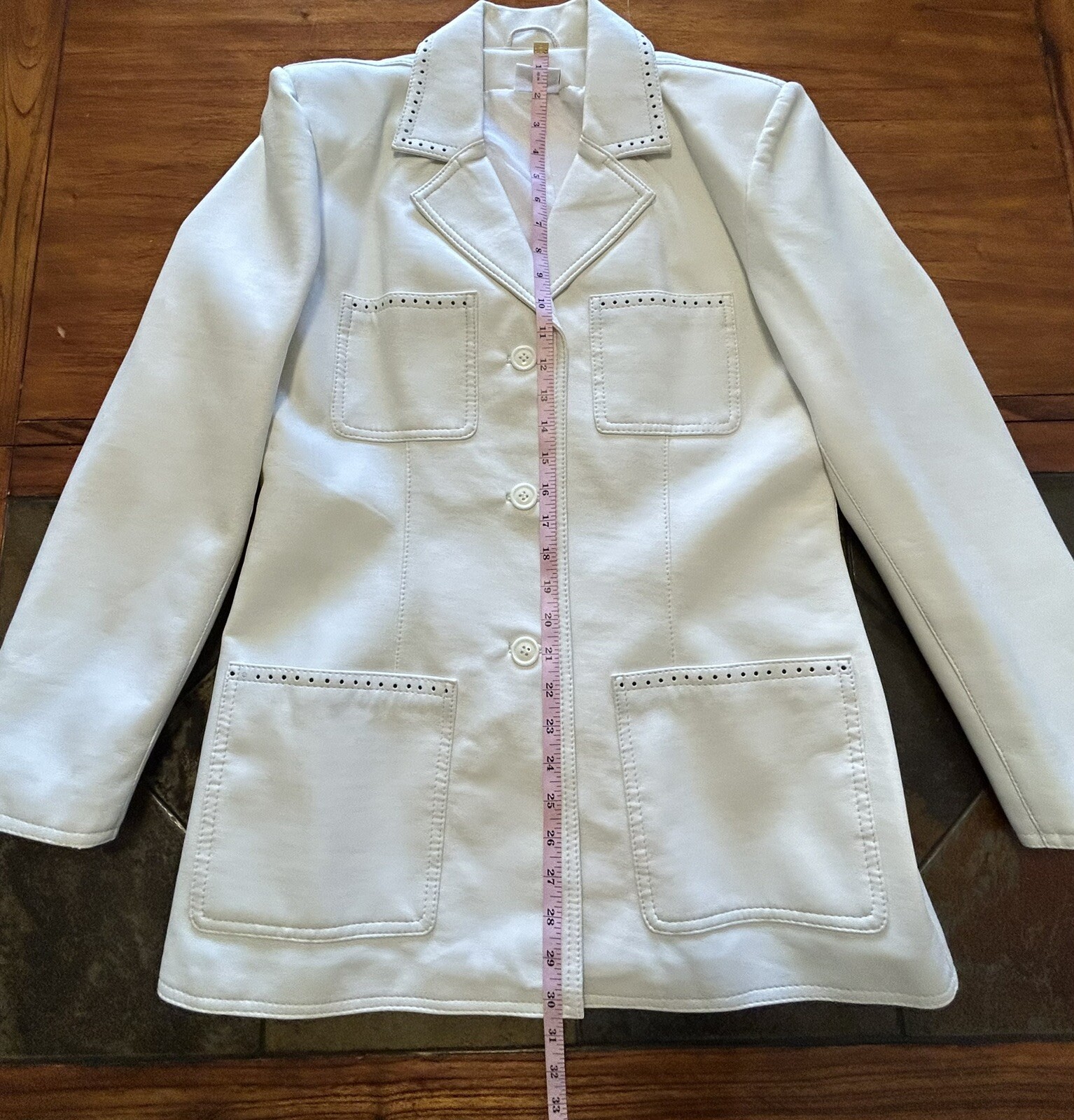 VTG 80s/90s STYLEWORKS 2 Pc White Glam Pleather Jacket Sz 12 Crop Tank Top Sz 14