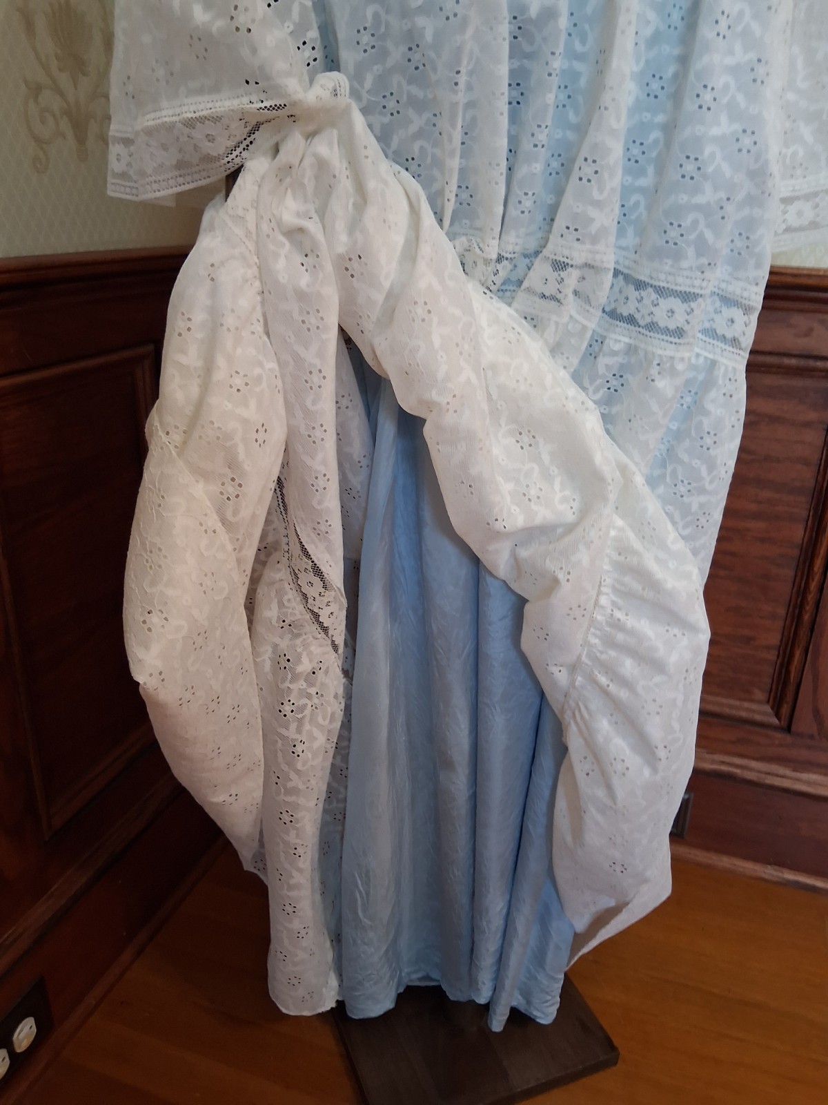 Vintage 1970s Montgomery Ward White Lace Prairie Cottagecore Maxi Dress, Sz 20 T