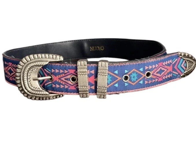 Vtg Southwest Western Belt Aztec Cowgirl rodeo Women 7 S Indian Nuovo Boho Pink