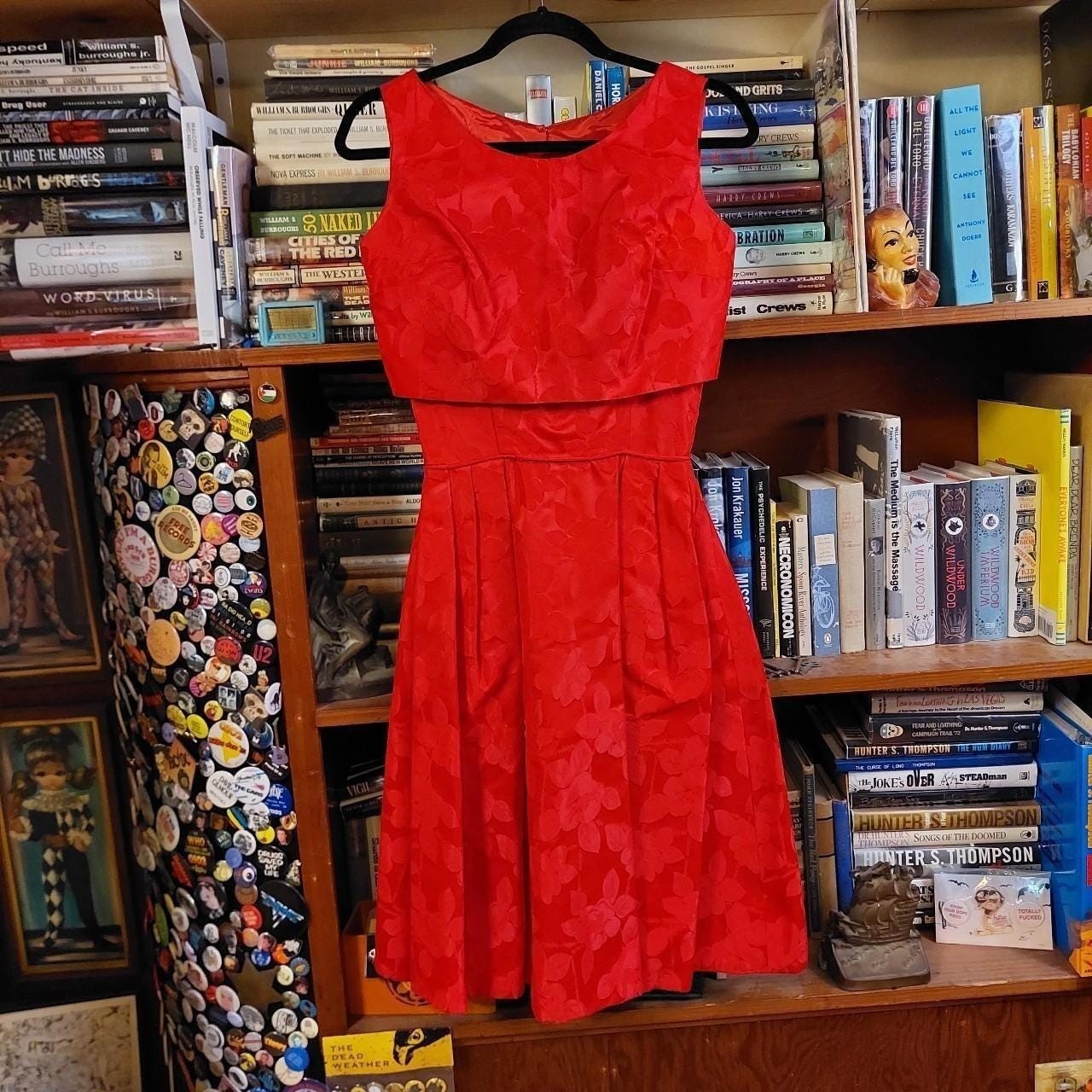 Vintage 50s/60s homemade red floral dress and top.