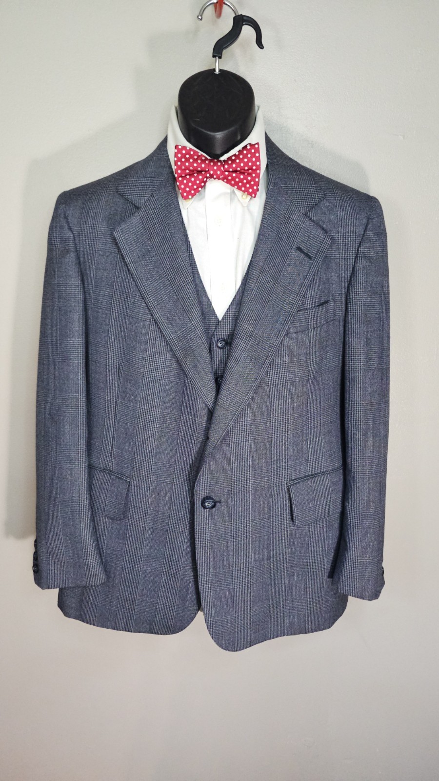 VTG 60/70s Union Made 🇺🇸 Werdenberg’s Blue Wool 3pc Suit 39R, 34×27 +NWT Tie